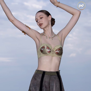 翡丽法式 清凉 性感内衣桑蚕丝超薄杯不闷汗DH2205敦煌飞天设计夏季