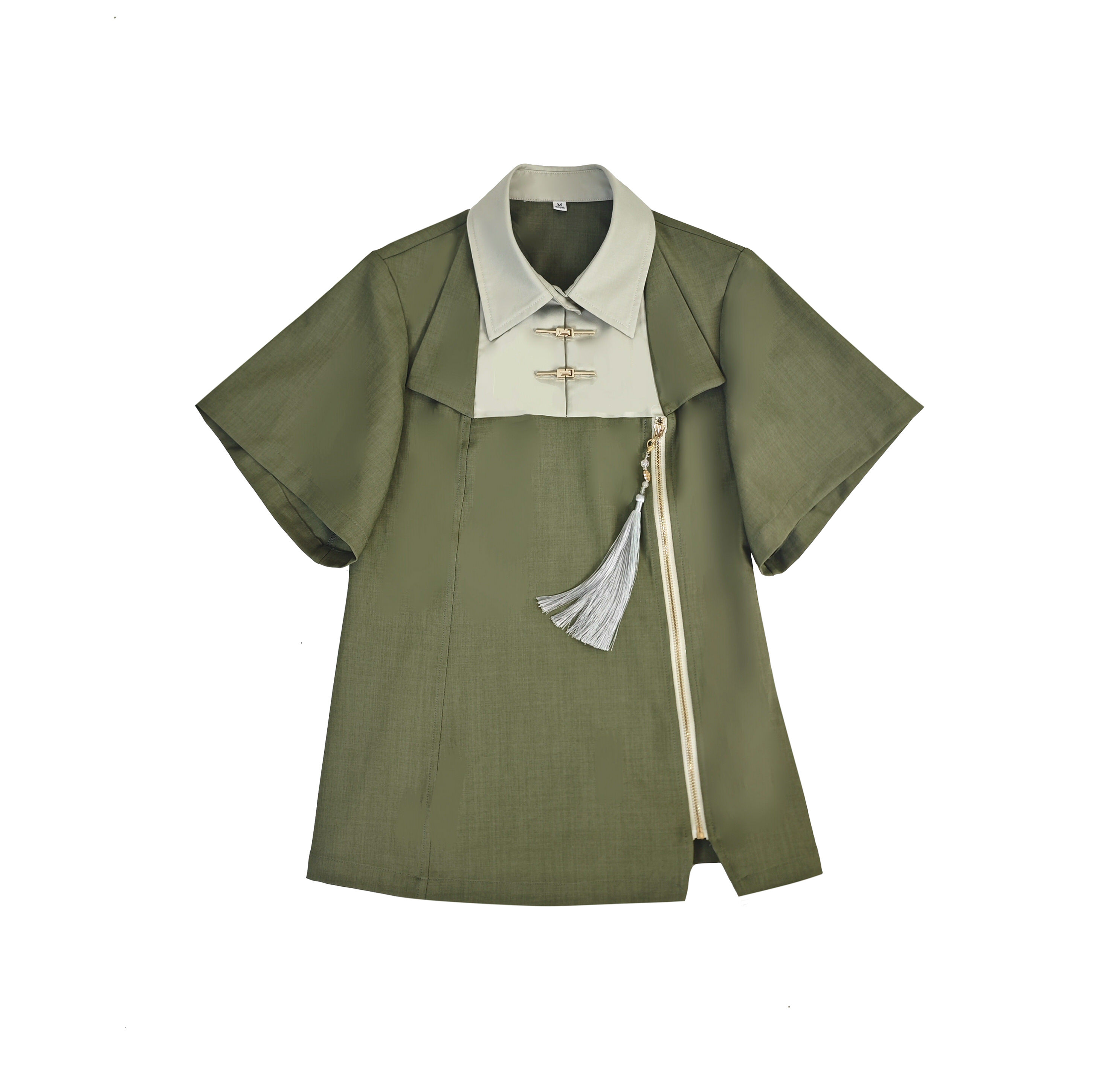 仙部初级夏服】新中式 通勤知性短袖拉链套装