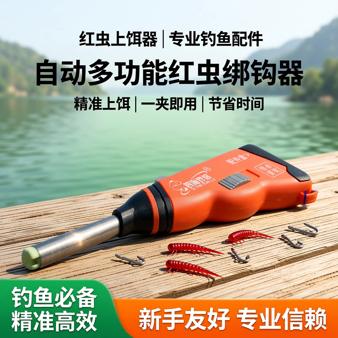 红虫上饵器挂红虫夹活饵绑钩器绑红虫器自动多功能新款小配件包邮