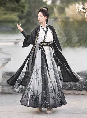 原创汉服墨竹宋制刺绣水墨套装