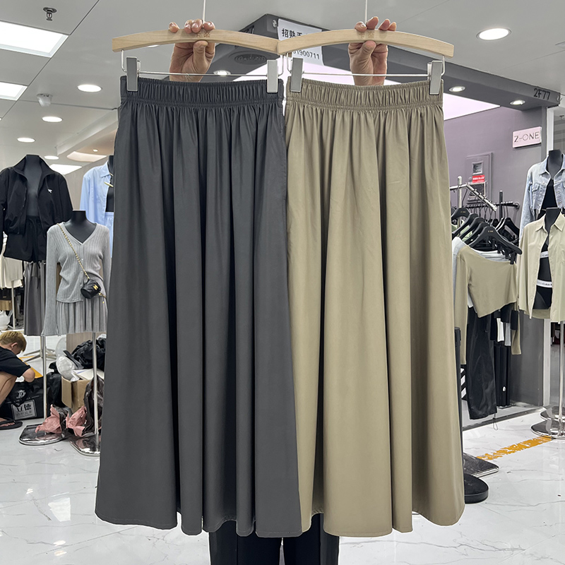 韩版休闲A字口袋皮裙半身裙