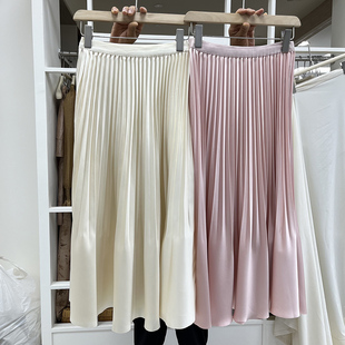 好质感醋酸缎面垂感百褶半身裙欧货2026新款 风琴褶a字鱼尾中长裙
