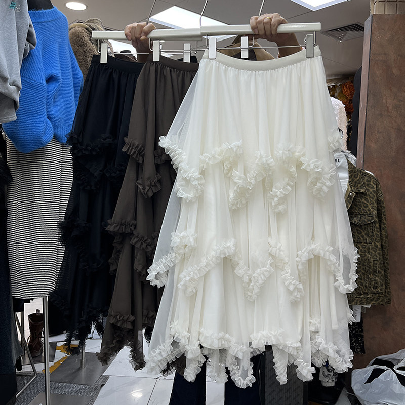 超仙层叠木耳边网纱蓬蓬蛋糕裙