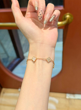 电镀mini四叶草花朵手链韩系高级通勤手环时尚百搭潮流手饰女