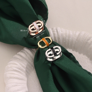 迷你简约H飘带扣特小号小长方巾丝巾扣环衬衫细薄飘带蝴蝶结固定