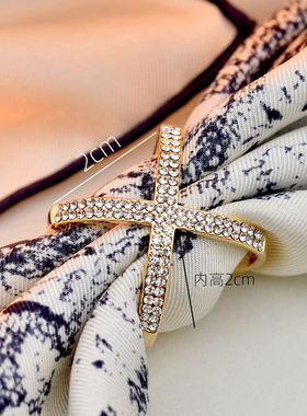 高档丝巾扣百搭t恤衣角打结衬衫飘带蝴蝶结多用方巾简约夹X型扣环