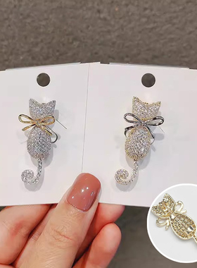 日韩可爱小猫胸针高档女个性动物胸花防走光别针毛衣大衣西装配饰