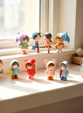 可爱打伞女孩治愈桌面摆件