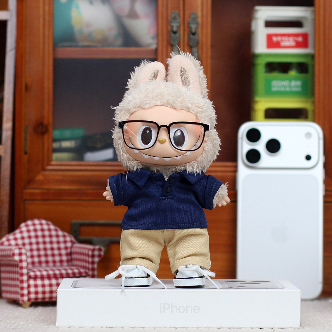 仅衣服一三代拉布布娃衣玩偶衣服商务精英polo衫labubu心动马卡龙