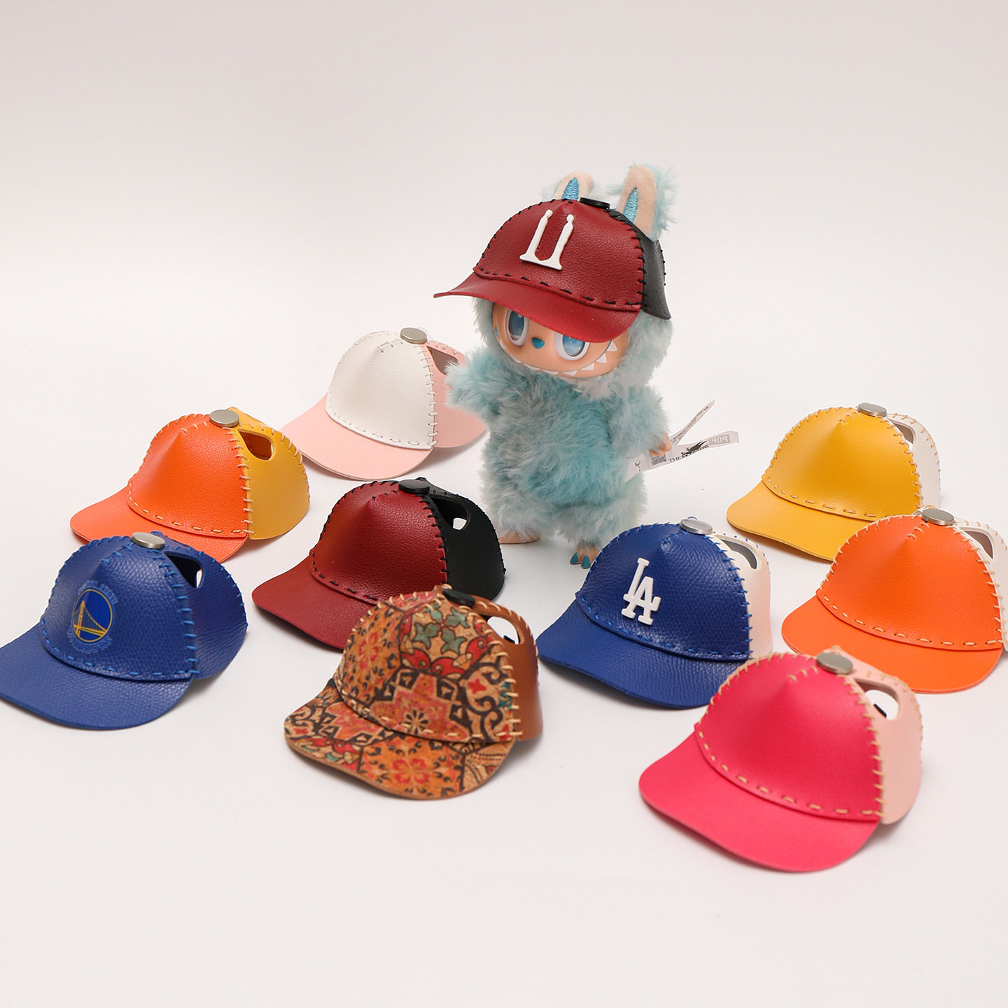 17cm拉布布娃衣搪胶挂件玩偶棒球帽潮流鸭舌帽心动马卡龙labubu帽