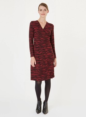 限时折扣HOBBS2020春秋新款V领奥德赛印花中长款连衣裙