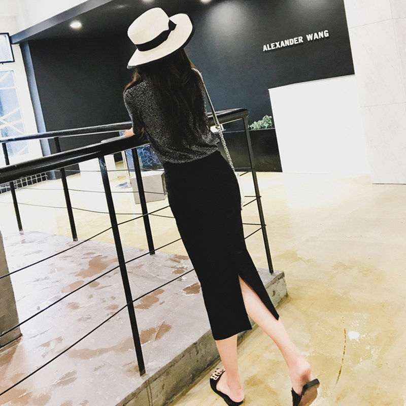 黑色半身裙女2026新款春夏中长版小个子长裙开叉一步弹力包臀裙子