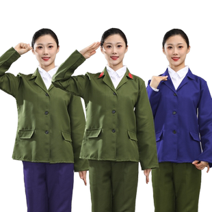 女兰绿军装78十年代知青芳华学生工人干部农民直播段子演出服合唱