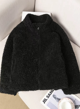 立领拉链毛绒外套