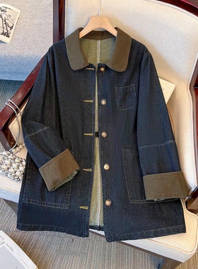 撞色翻领牛仔外套