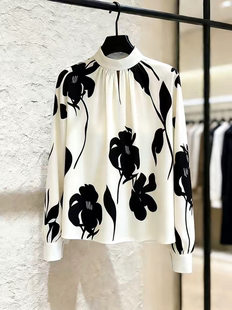 立领印花长袖 上衣