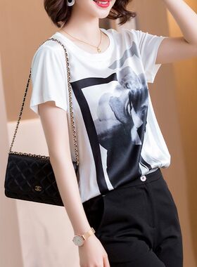 意大利尾单女装真丝短袖t恤上衣