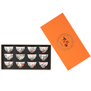 故宫茶碗十二花神杯复刻康熙年制茶杯品茗杯陶瓷德化高白瓷水杯子