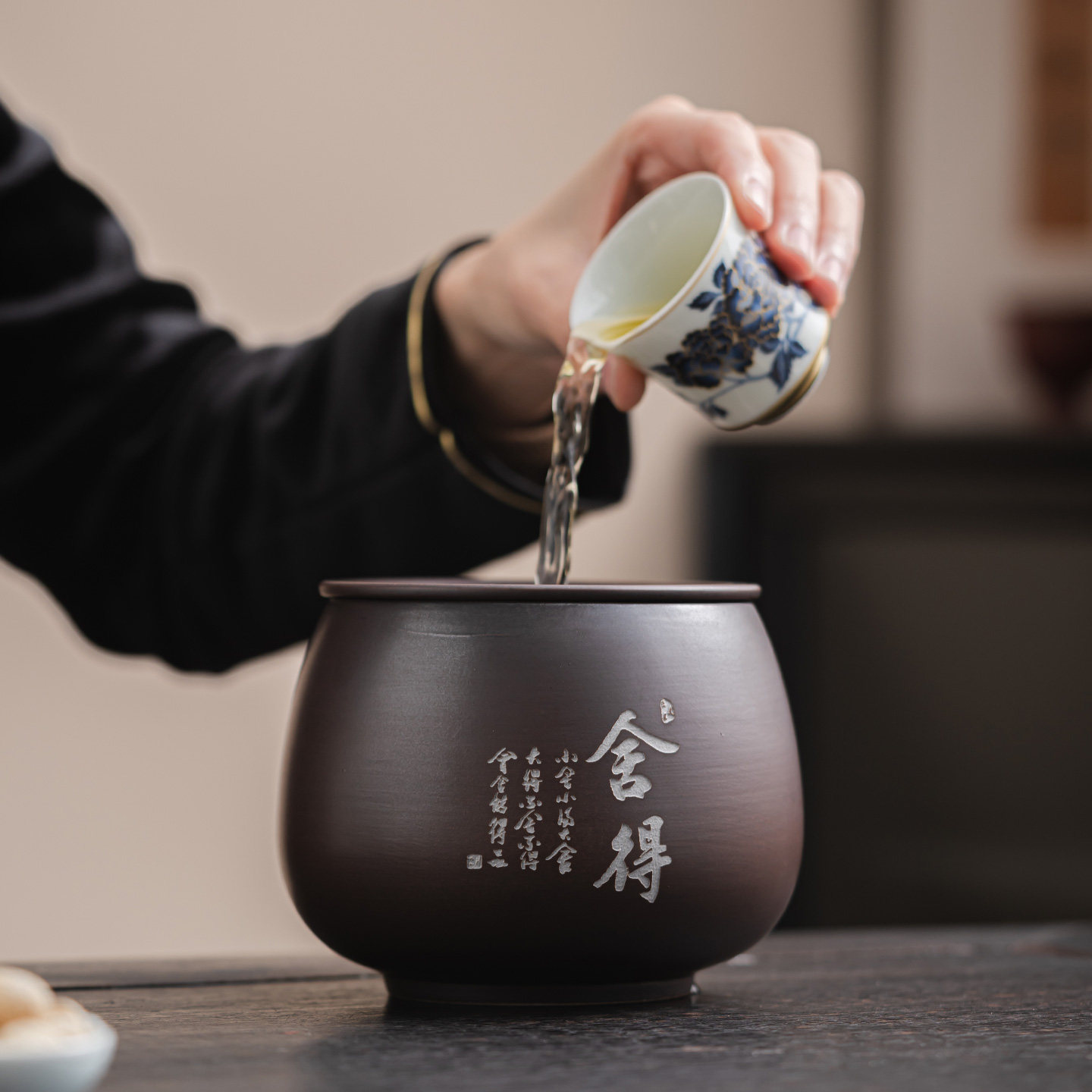 大容量柴烧茶渣缸废水缸高温建水盂杯洗茶洗茶钵废水桶带盖过滤桶