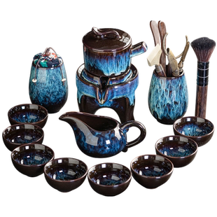 2025哥窑汝窑懒人半全自动茶具套装创意石磨茶壶家用泡茶全套轻奢