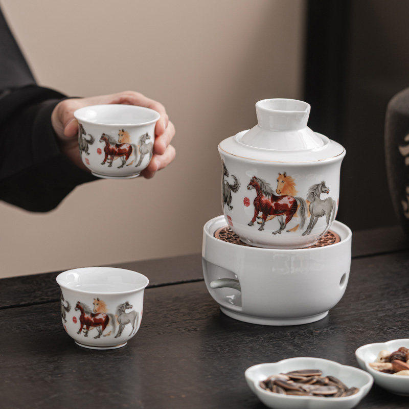 白瓷温酒壶家用烫酒器陶瓷酒杯酒具套装蜡烛加热底座新款中式煮酒,餐饮具,温酒器,淘宝优惠券,粉丝福利购,淘宝优惠卷