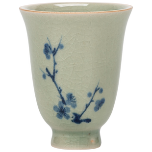 哥窑美人杯品茗杯茶杯水杯小杯子开片可养礼盒礼品冰裂梅兰竹菊灰