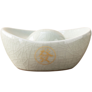 汝窑金元宝盖置茶道茶宠摆件创意精品开片可养茶玩茶桌茶具配件