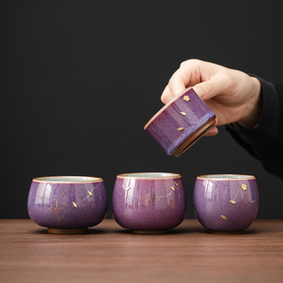 锔钉钧窑茶杯2025新款高端功夫陶瓷品茗主人杯品茗送礼长辈