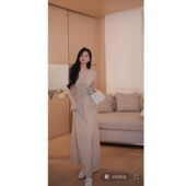 时尚 V领纽结长裙御姐风修身 长袖 早秋新款 连衣裙 H1237