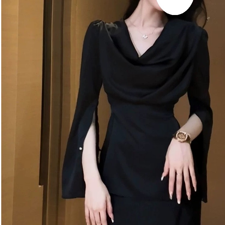 微胖大码荡领衬衫茶系穿搭新款时尚气质轻熟显瘦设计感