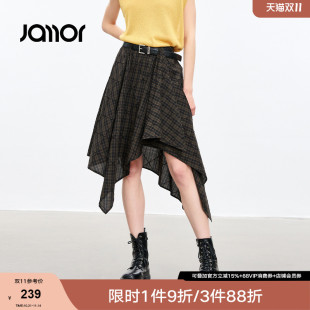Jamor不规则主义穿搭辣妹格纹半身裙子2025夏新款 学院风短半身裙