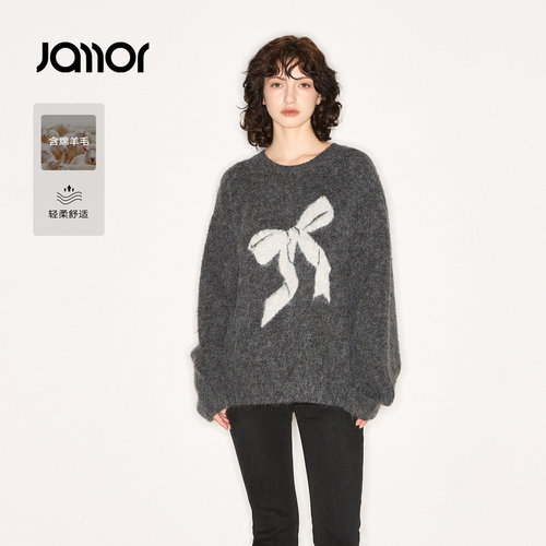 【商场同款】Jamor加墨时尚宽松简约气质毛针织衫毛衣女2026秋新