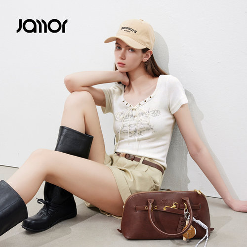 Jamor加墨时尚辣妹短袖T恤上衣女装修身2026夏季新款