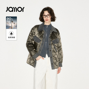 【商场同款】Jamor加墨时尚牛也在拼接轻薄羽绒服2025冬新款