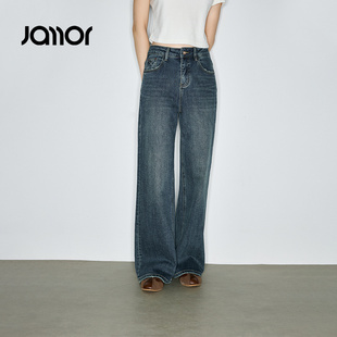 Jamor加墨时尚直筒牛仔裤子水洗显瘦裤2025秋冬季新款