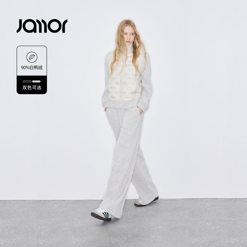 Jamor加墨时尚简约拼接羽绒服套装两件套帅气2025冬季新款女装