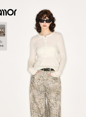 Jamor加墨时尚简约白色打底衫上衣舒适2025秋冬新款女装