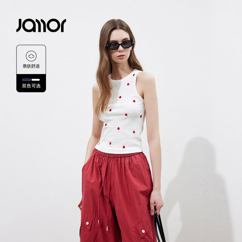Jamor加墨时尚波点马甲背心无袖上衣女装2026夏季新款