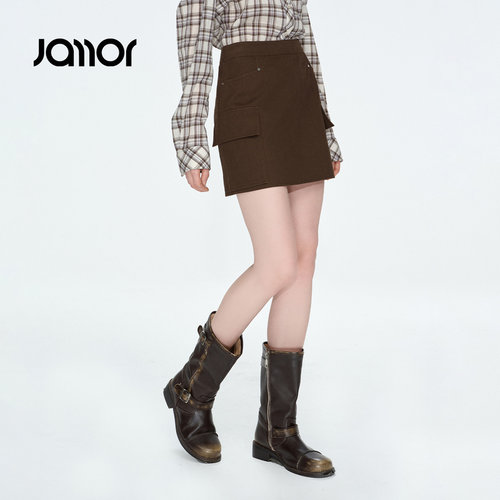 Jamor加墨工装半身裙子女装显瘦直筒短裙好看潮流2026秋季新款