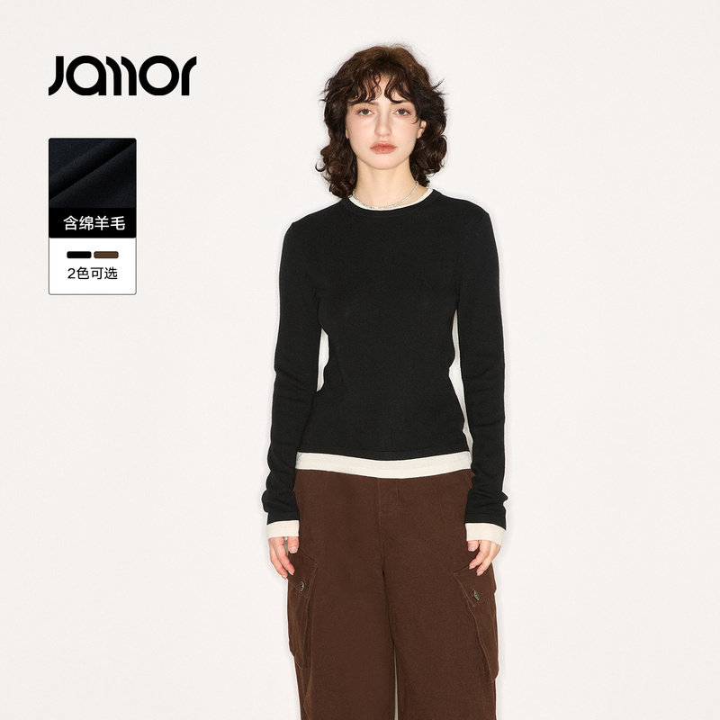 撞色拼接 时尚假两件设计