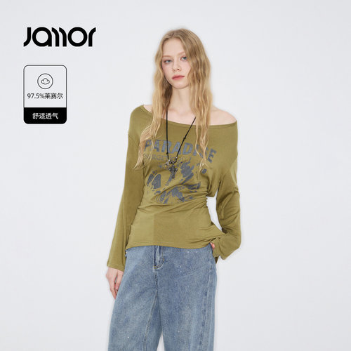 【时尚系列】Jamor加墨系带设计感慵懒T恤上衣带项链甜辣26春新款