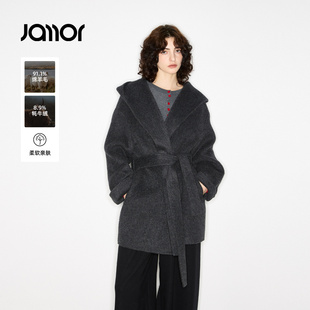 【商场同款】Jamor加墨时尚休闲双面呢外套系带连帽2025秋冬新