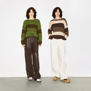 Jamor加墨时尚亮色拼色毛针织衫毛衣条纹上衣