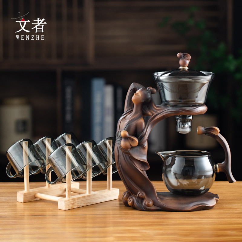 文者玻璃懒人茶具磁吸出水泡茶壶