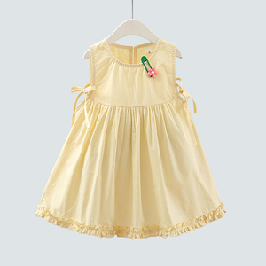女宝宝纯棉裙子洋气韩版女童连衣裙夏季无袖背心裙儿童薄款公主裙