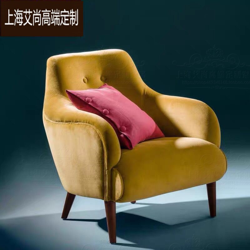 简约现代布艺单人小沙发客厅姜黄色老虎椅设计师民宿高靠背休闲椅|ruв категории жилой мебели, места категории, Председатель класса, диван - от Buy2taobao.com для оказания профессиональной услуги покупки агента Taobao