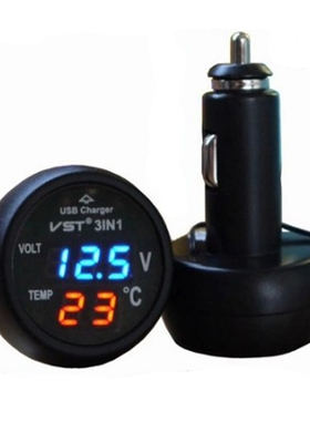 汽车电压表测电压12 24 车载usb充电器检测温度显示器多功能监测