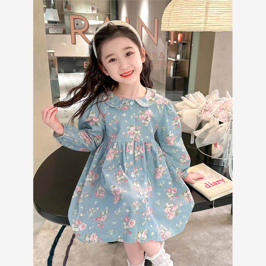女小童连衣裙春秋款2024新款女宝宝洋气碎花裙春装小女孩公主裙子