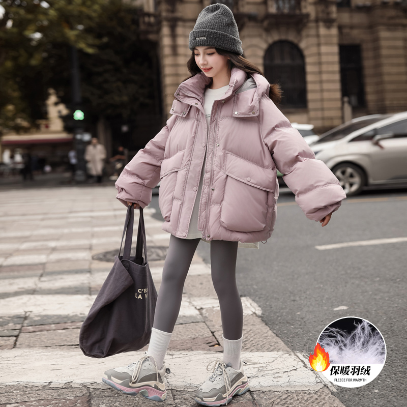 女童绒羽绒服2024新款洋