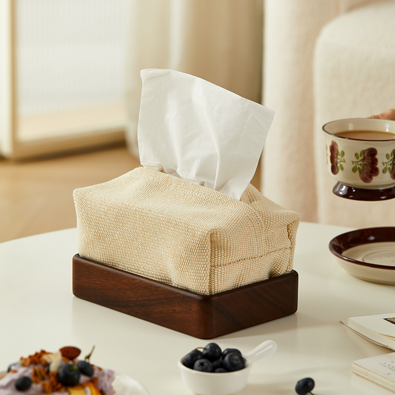 创意实木布艺纸巾盒高级感